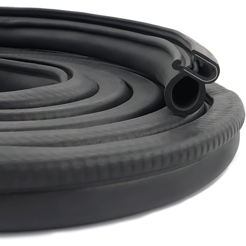 Door Weather Strip - U-Shaped Weatherstrip Rubber Seal with Metal