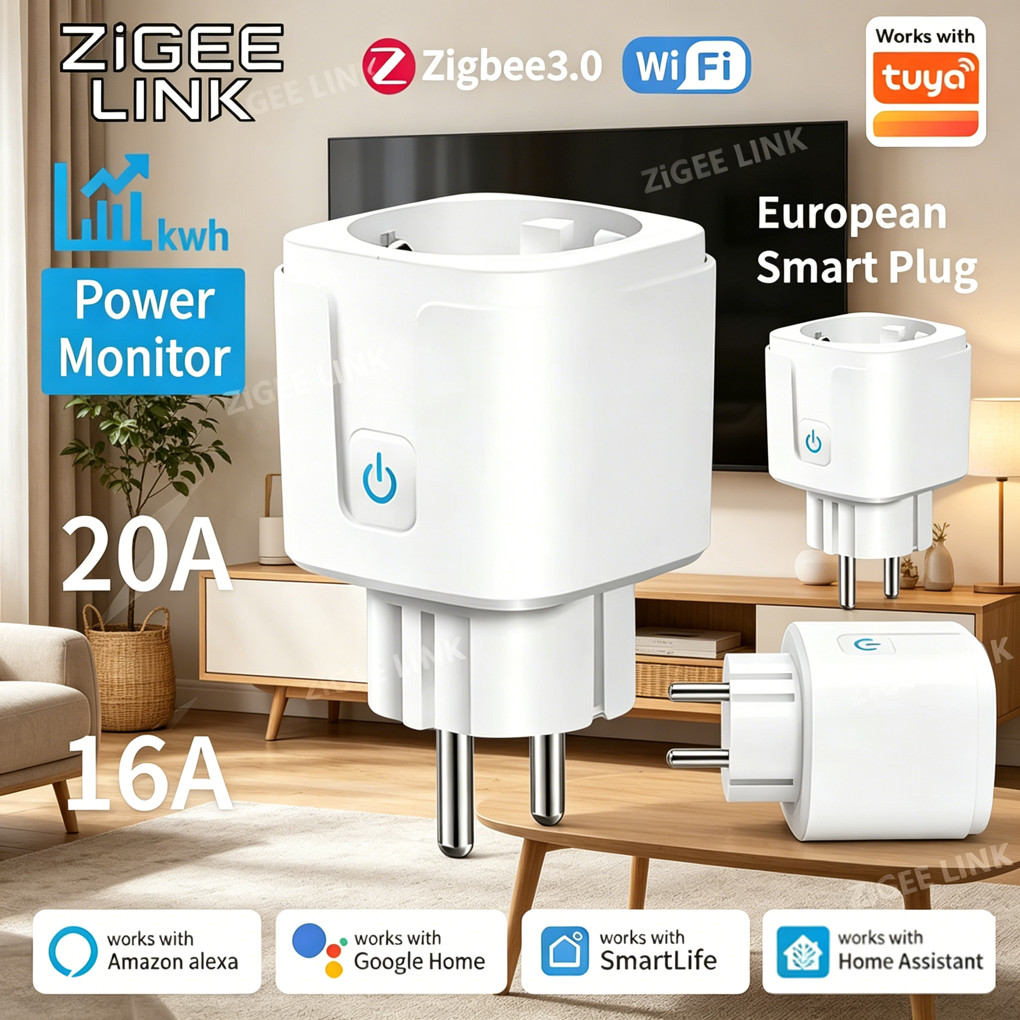 Home Improvement Outlet - For Tuya Zigbee Smart Plug EU