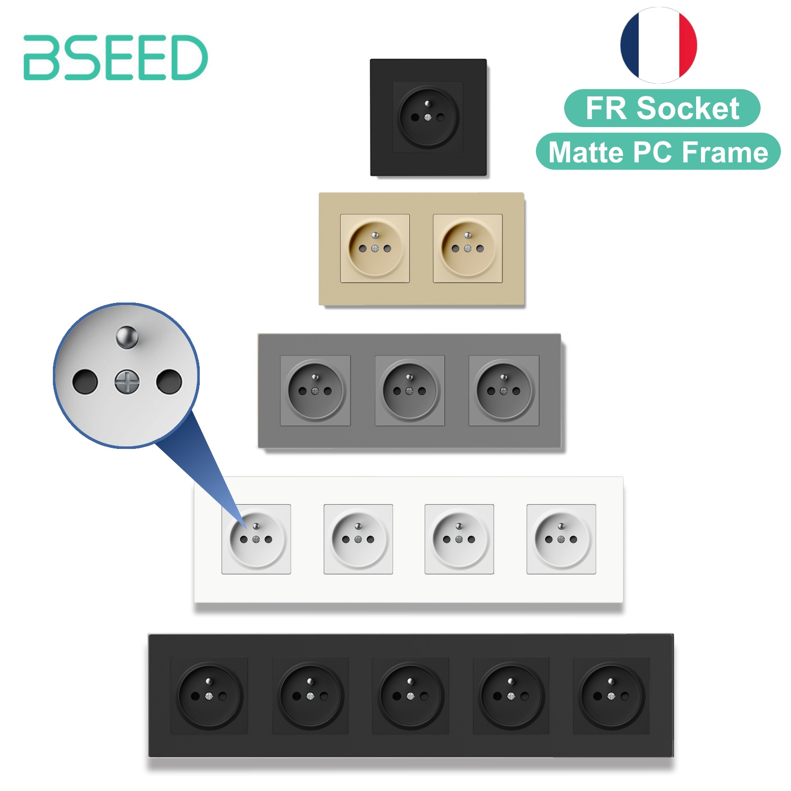 Home Improvement Outlet - Bseed French Socket 16A 4 Colors