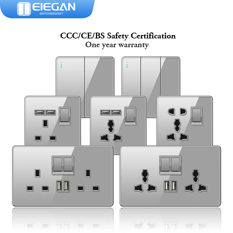 Home Improvement Outlet - ELEGAN UK Socket Grey 16A/20A/45A Full
