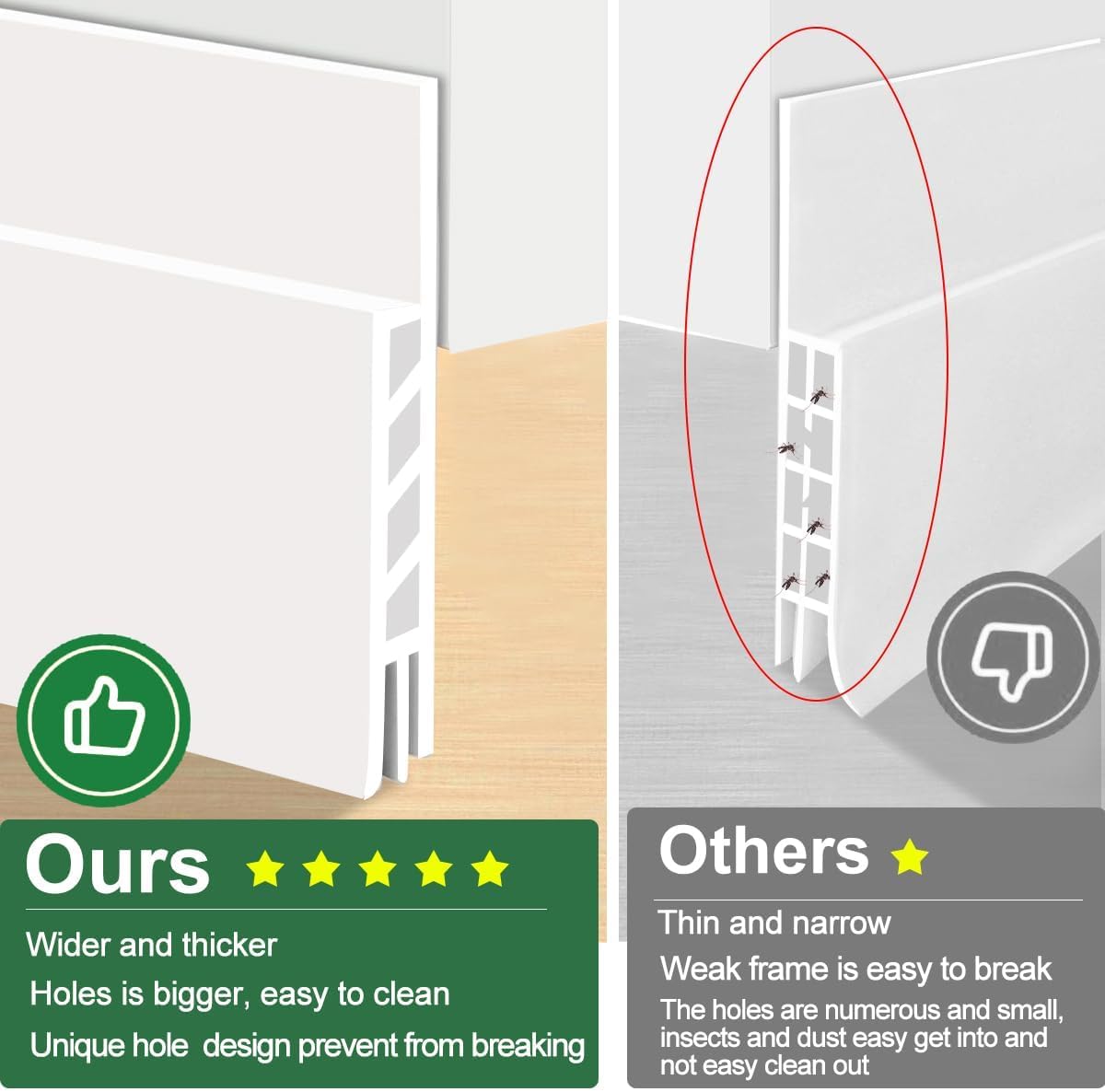 2 Pack Door Draft Stopper, 2