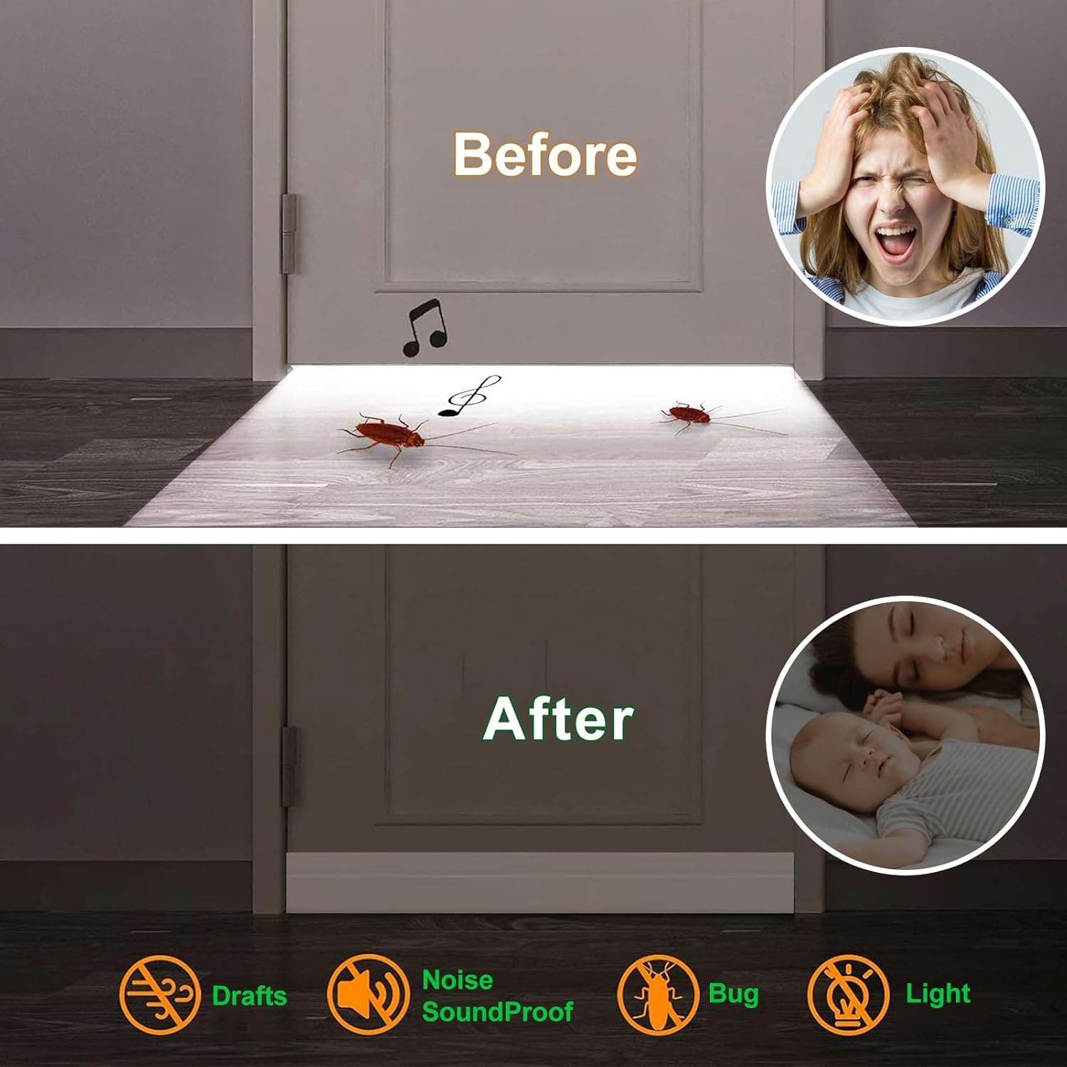 2 Pack Door Draft Stopper, 2